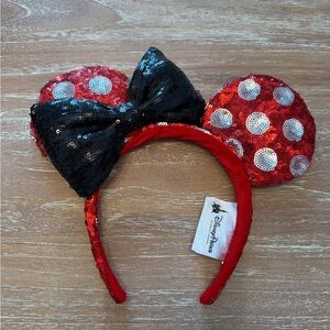 Sequin Red and Black Mouse Ears Headband
